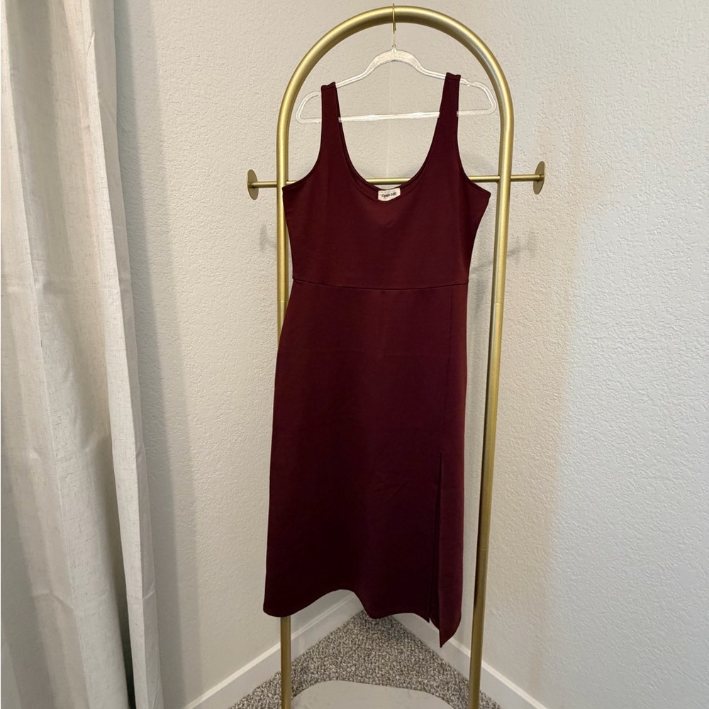 Scoop Neck Midi Dress in Deep Burgundy - never worn